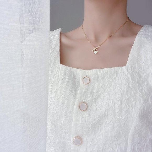 NEW 14K Gold Plated Love Heart Diamond Cupid Arrow Bar Circle Toggle Necklace - Picture 9 of 13